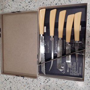 Vintage Quikut Stainless Steel Set of 5 Kitchen Knives.